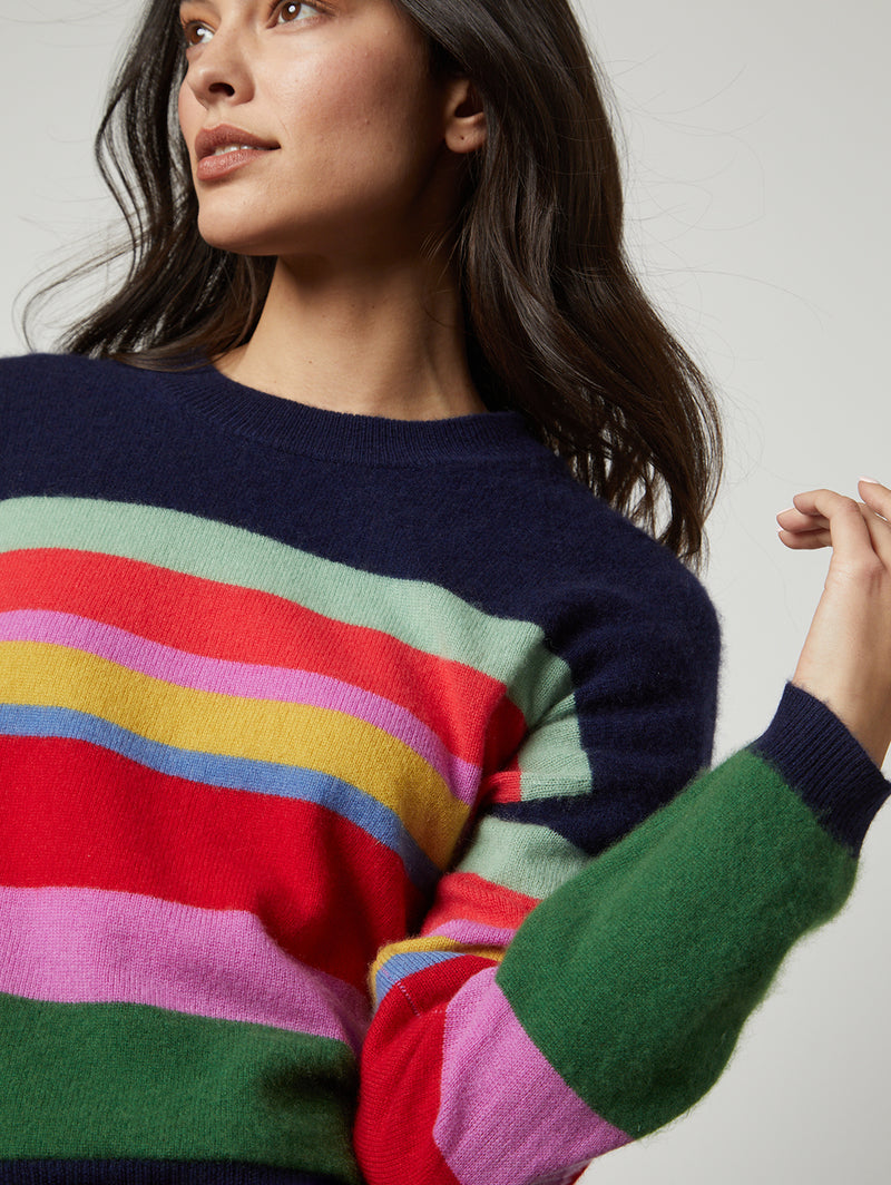Kacey Stripe Sweater-Velvet-Over the Rainbow