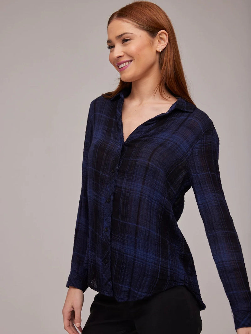 Classic Button Down Shirt - Admiral Blue Plaid-Bella Dahl-Over the Rainbow