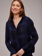 Classic Button Down Shirt - Admiral Blue Plaid-Bella Dahl-Over the Rainbow