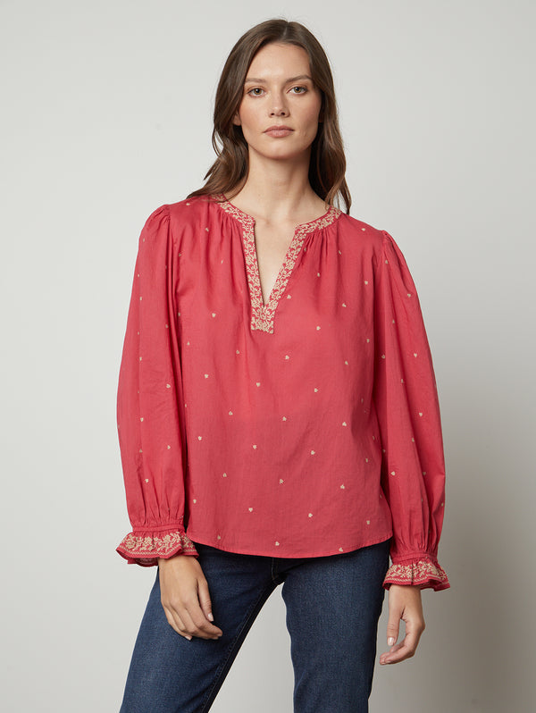 Ania Embroidered Top-Velvet-Over the Rainbow