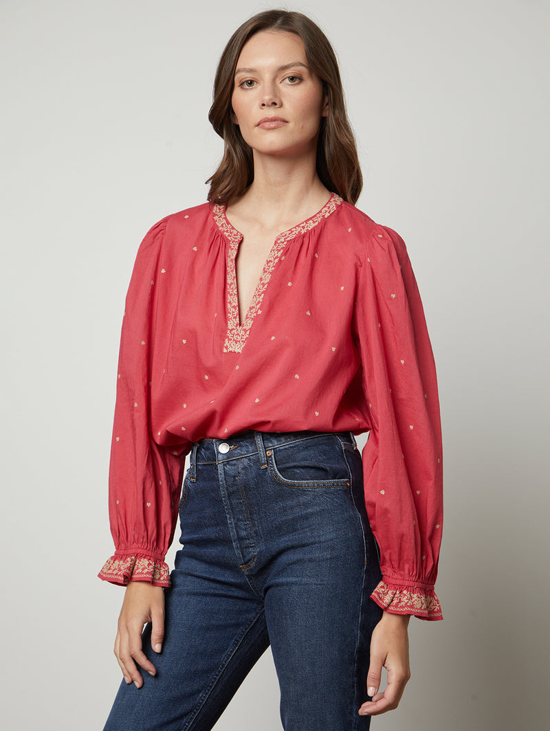 Ania Embroidered Top-Velvet-Over the Rainbow