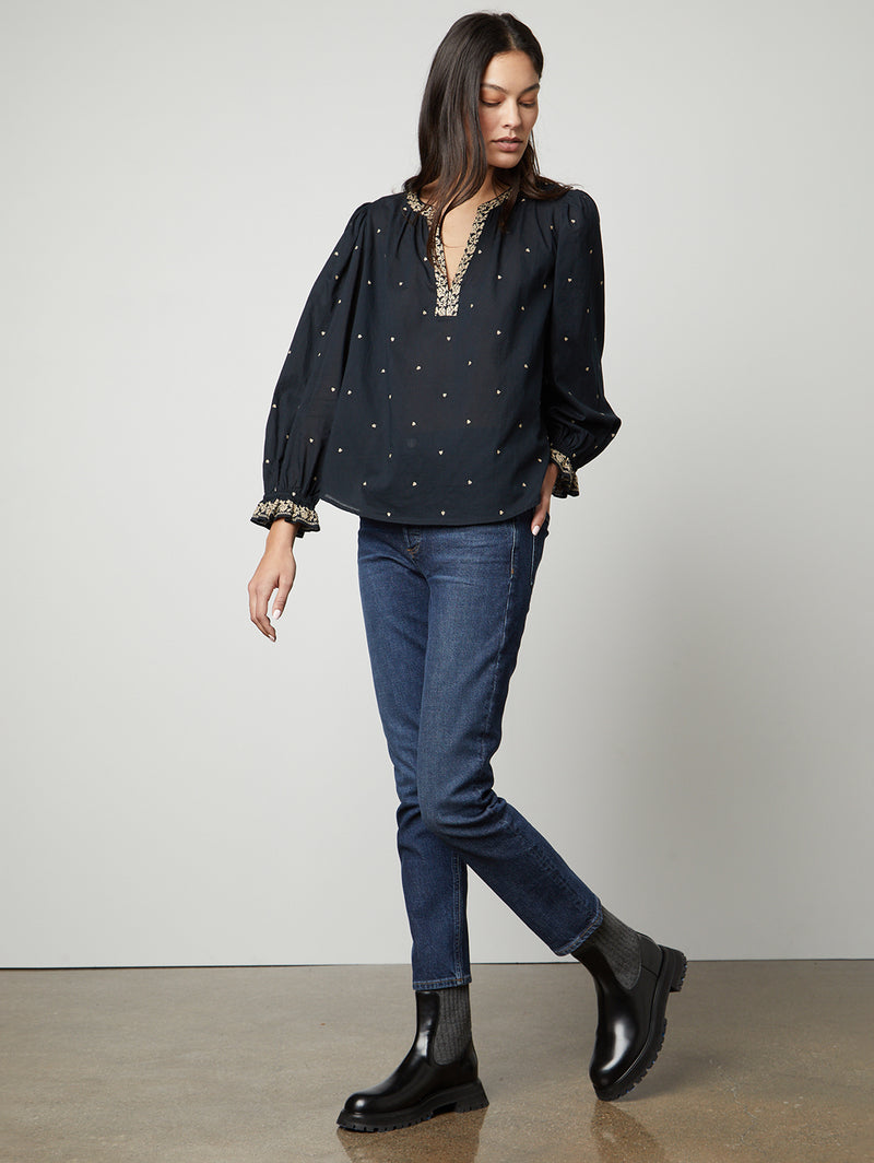Ania Embroidered Top-Velvet-Over the Rainbow