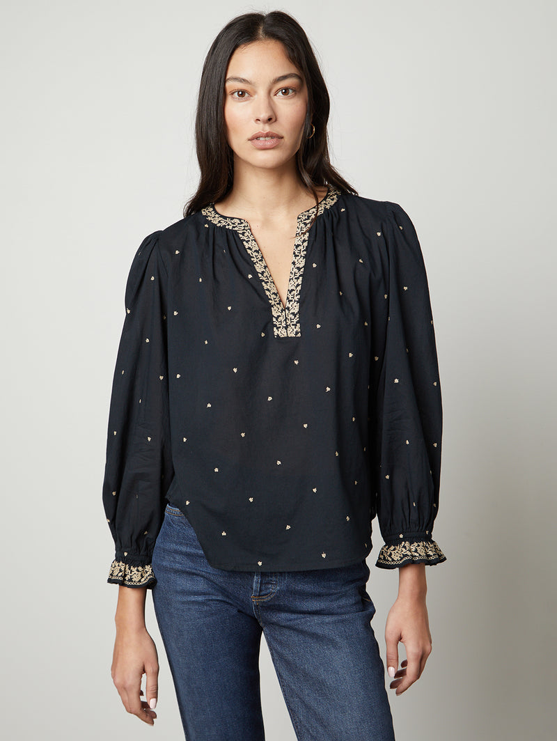 Ania Embroidered Top-Velvet-Over the Rainbow