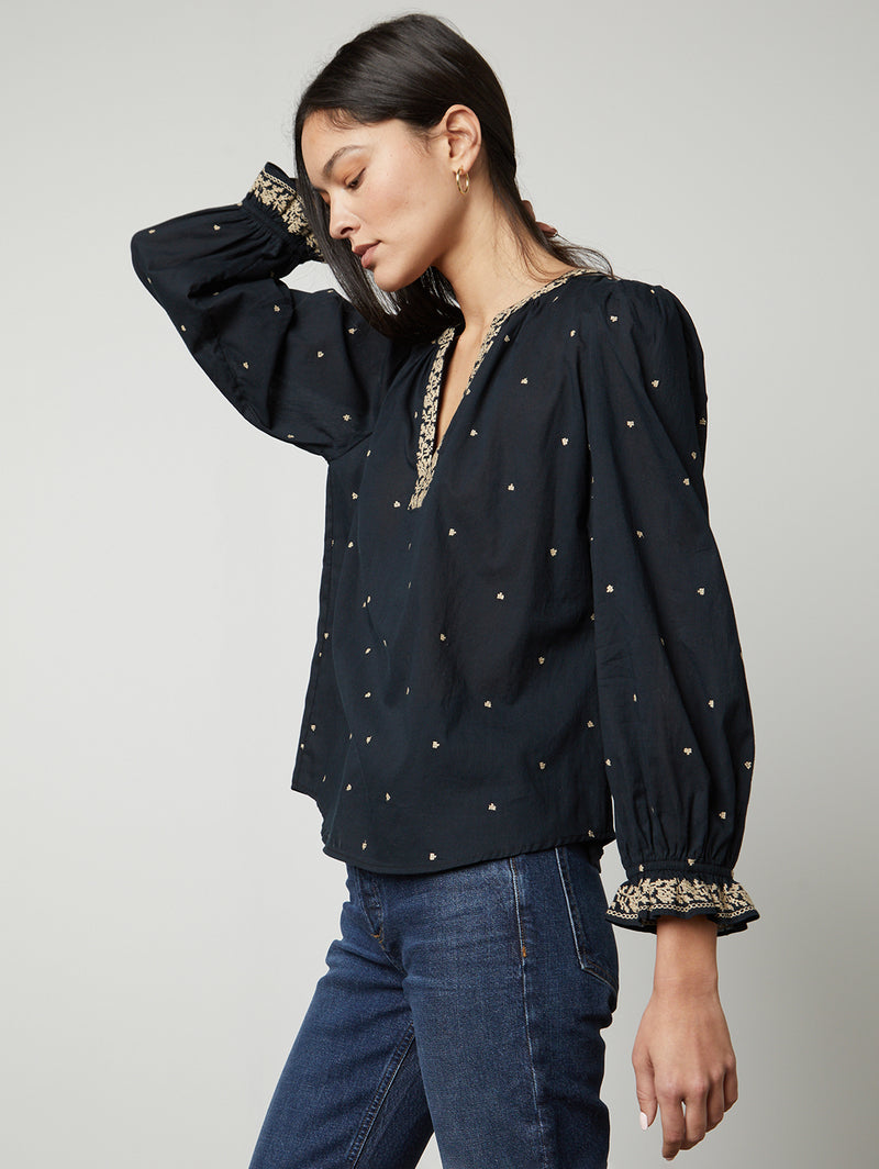 Ania Embroidered Top-Velvet-Over the Rainbow