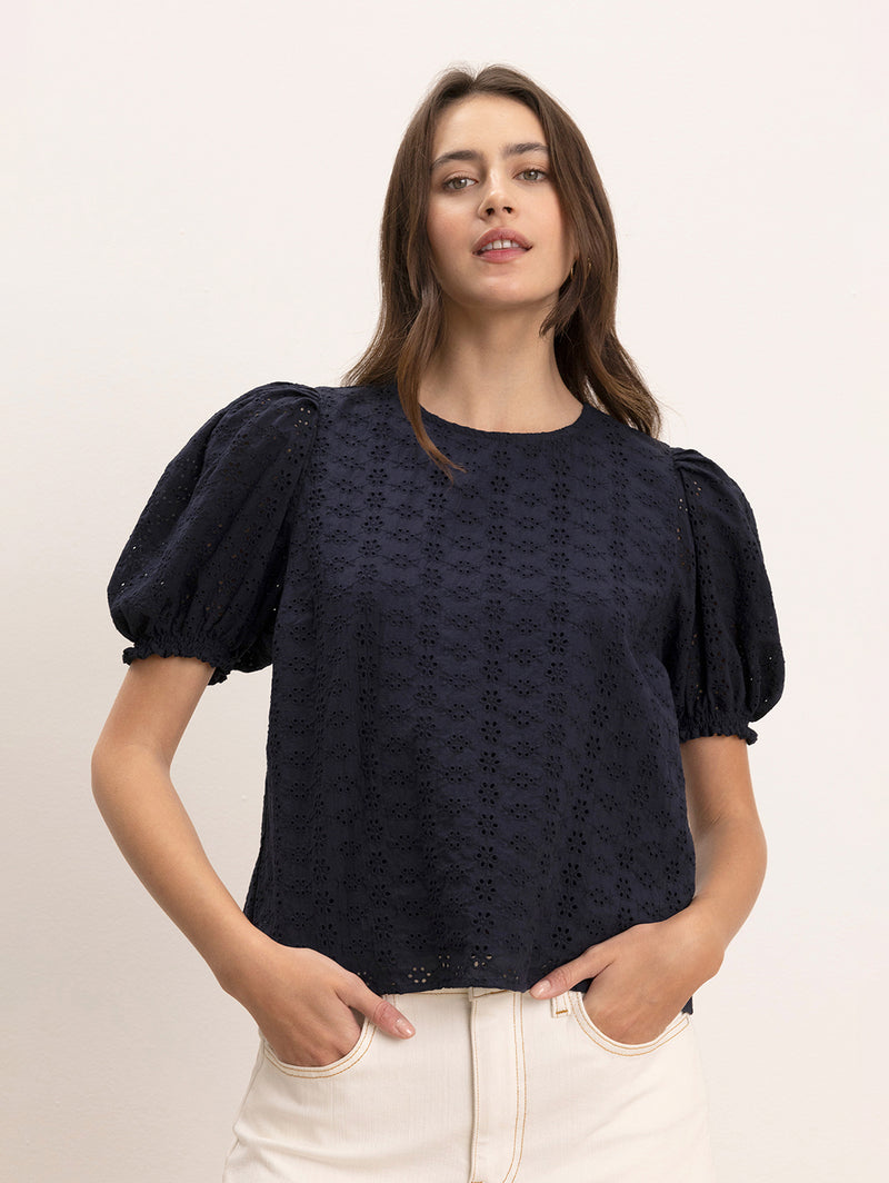 Dalyn Eyelet Top - Ink-Velvet-Over the Rainbow