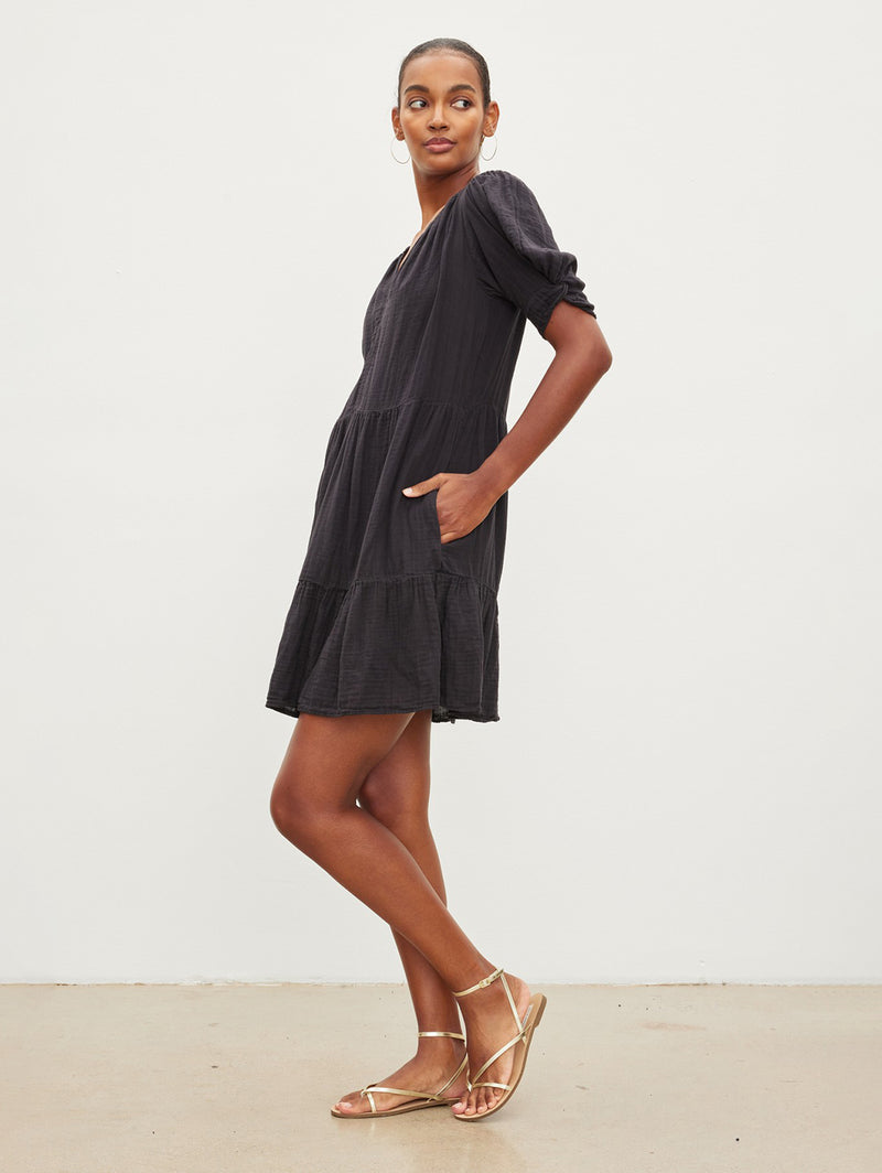 VELVET Bella Gauze Dress Black Over the Rainbow Canada