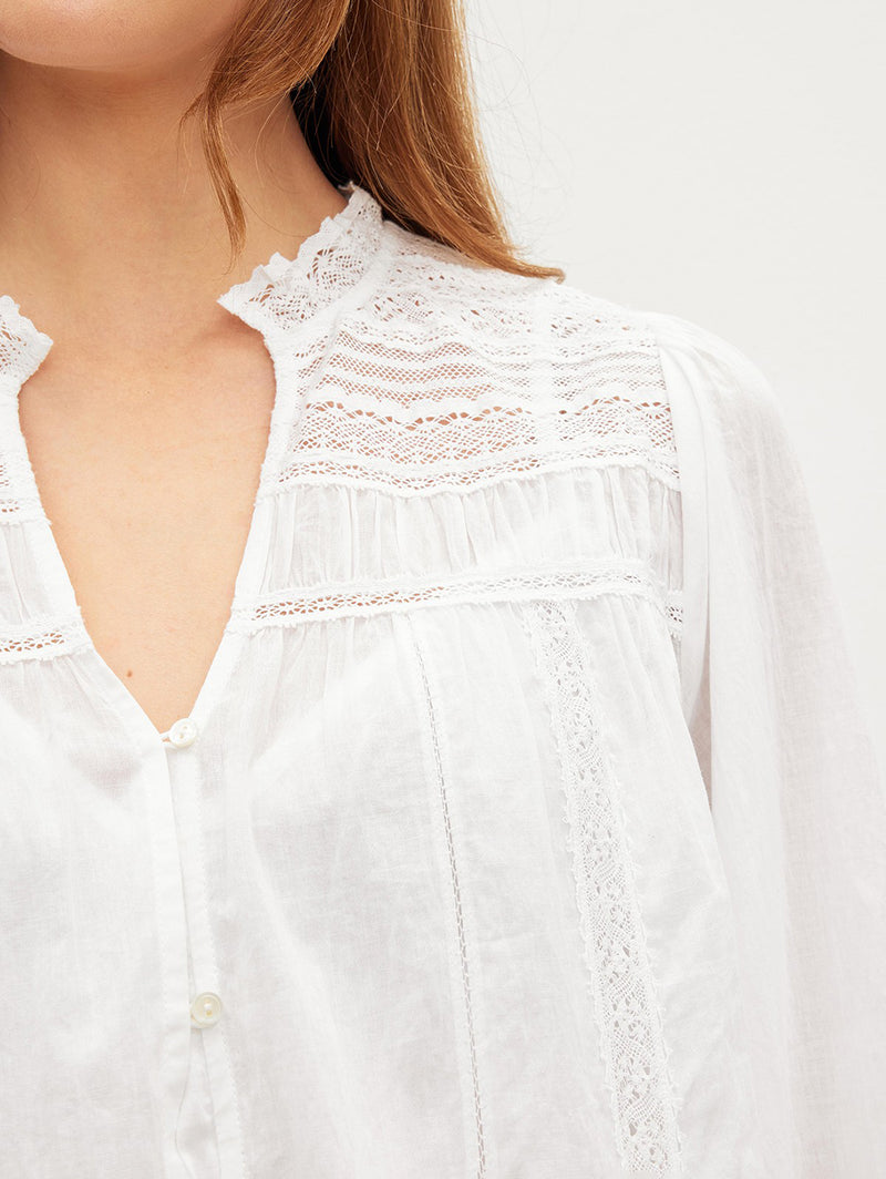 Liam Lace Long Sleeve Top - White-Velvet-Over the Rainbow