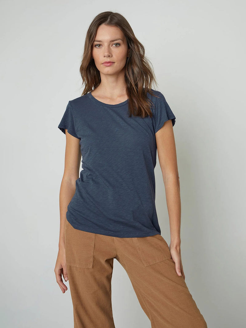 Odelia Short Sleeve Crew Tee - Shadow-Velvet-Over the Rainbow