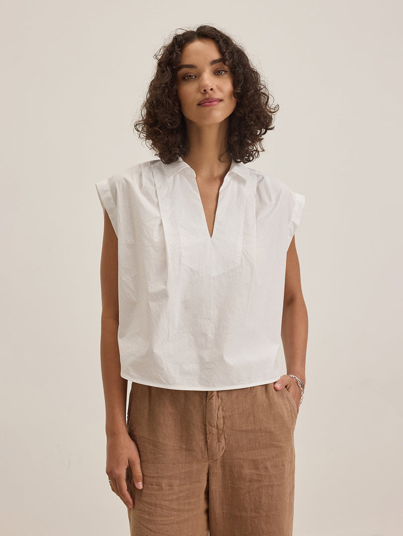 Florence Poplin Top - White-Velvet-Over the Rainbow