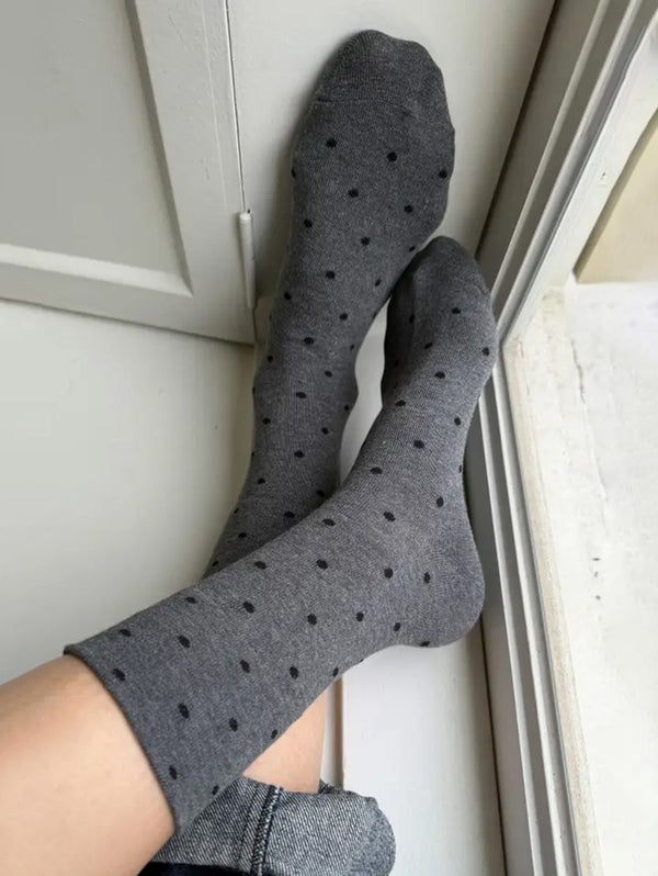 Sneaker Socks - Charcoal Polka Dot