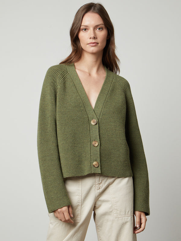 Marilyn Engineered Stitches Cardigan - Elm-Velvet-Over the Rainbow