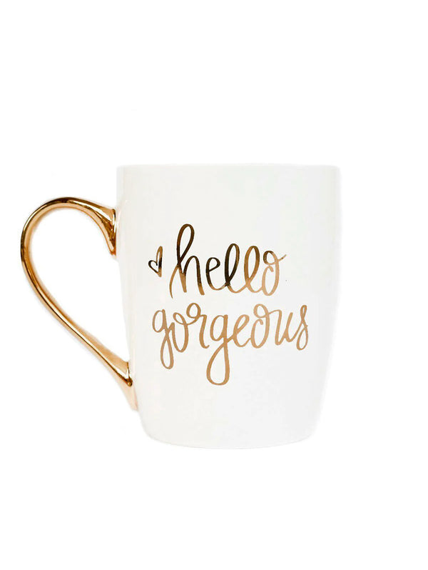 Hello Gorgeous Coffee Mug - Gold-SWEET WATER DECOR-Over the Rainbow