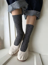 Sneaker Socks - Charcoal Polka Dot