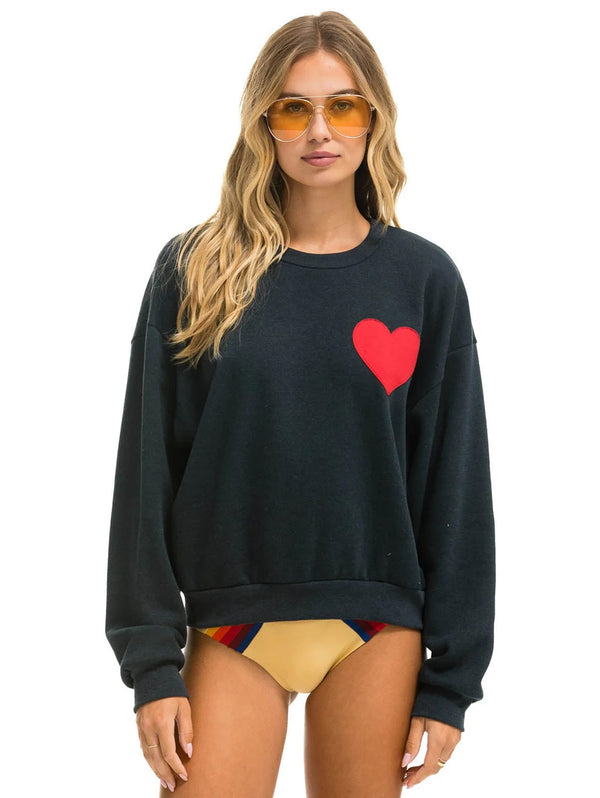 Heart Stitch Crew Sweatshirt - Charcoal