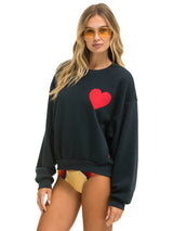 Heart Stitch Crew Sweatshirt - Charcoal