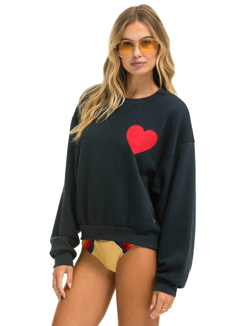 Heart Stitch Crew Sweatshirt - Charcoal