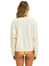 Heart Stitch Crew Sweatshirt - White-AVIATOR NATION-Over the Rainbow