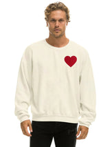 Heart Stitch Crew Sweatshirt - White-AVIATOR NATION-Over the Rainbow