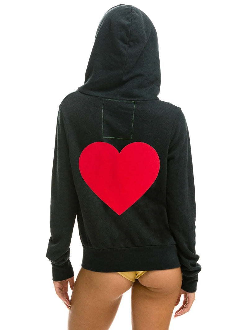 Heart Stitch Zip Hoodie - Charcoal-AVIATOR NATION-Over the Rainbow