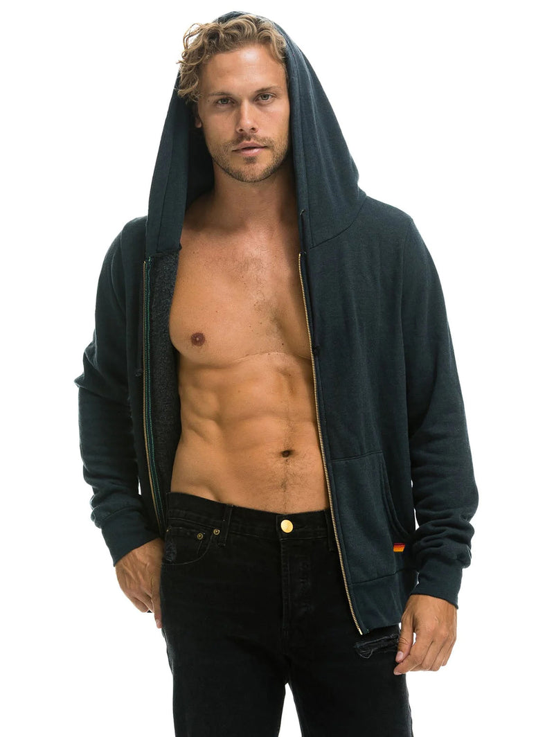 Heart Stitch Zip Hoodie - Charcoal-AVIATOR NATION-Over the Rainbow