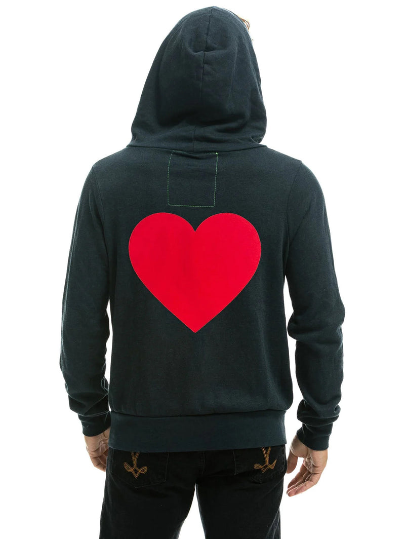 Heart Stitch Zip Hoodie - Charcoal-AVIATOR NATION-Over the Rainbow