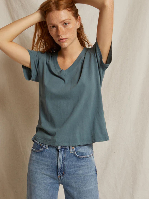 Hendrix Short Sleeve V-Neck Tee - Stormy-PERFECTWHITETEE-Over the Rainbow