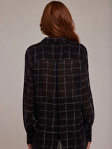 Hidden Placket Button Down Shirt - Stippled Plaid Print-Bella Dahl-Over the Rainbow