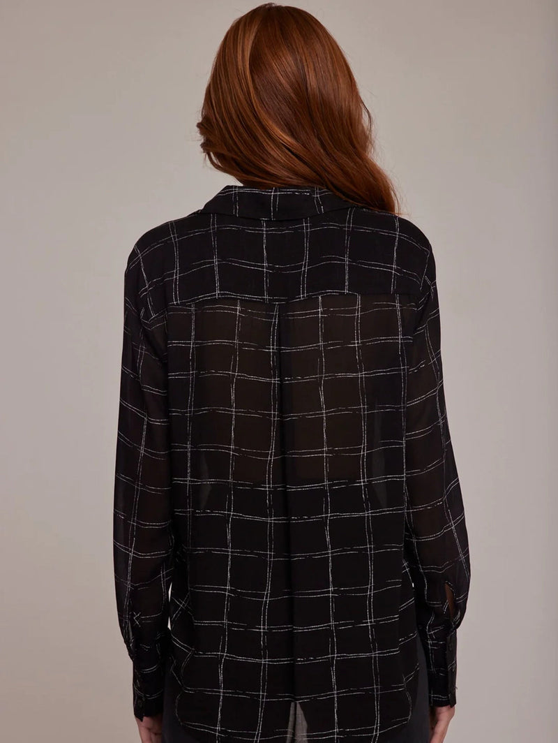 Hidden Placket Button Down Shirt - Stippled Plaid Print-Bella Dahl-Over the Rainbow