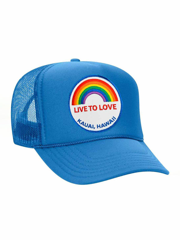 Live To Love Trucker Hat - Light Blue-AVIATOR NATION-Over the Rainbow