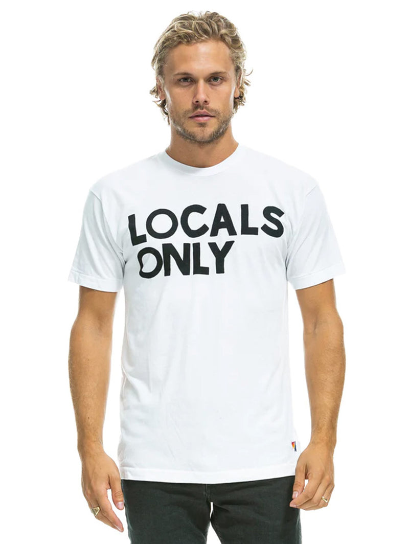 Locals Only T-Shirt - White-AVIATOR NATION-Over the Rainbow