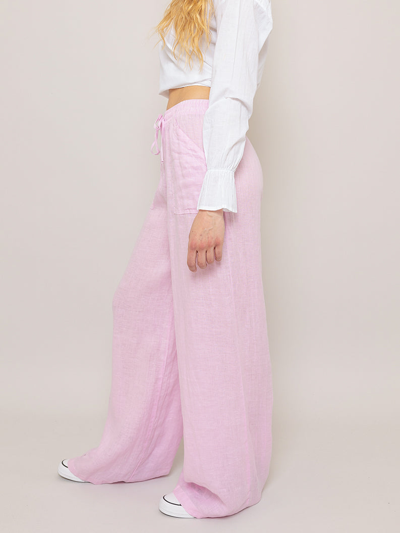 Pocket Linen Pant - Pink Mist-STARK-Over the Rainbow