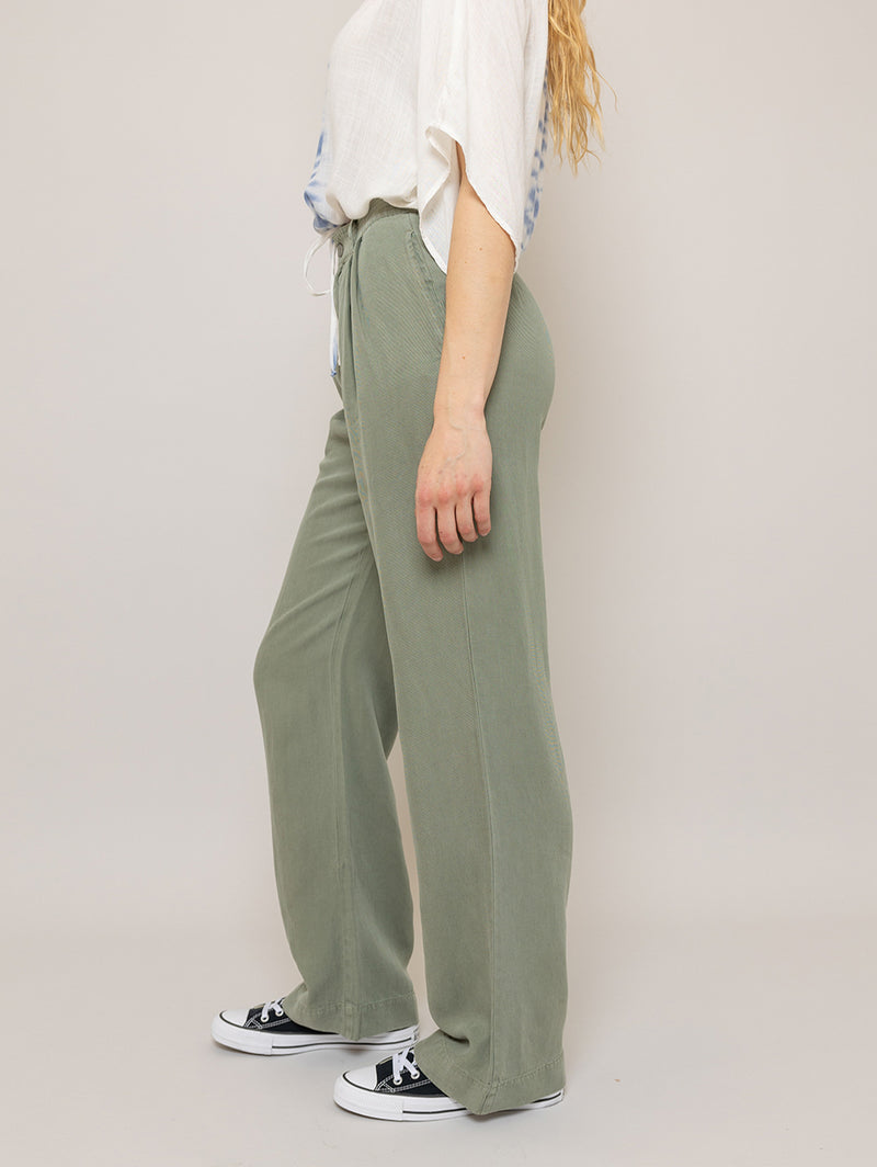Greta Pleated Wide Pant - Army-Bella Dahl-Over the Rainbow