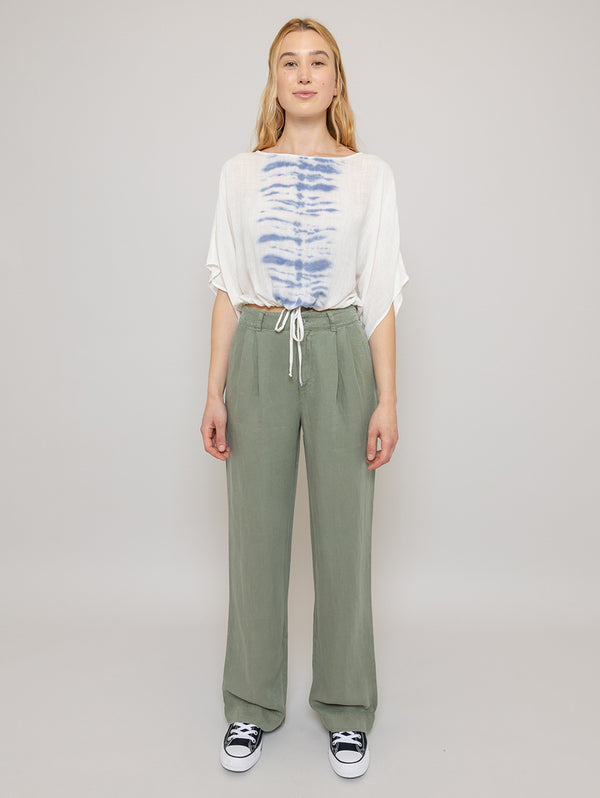 Greta Pleated Wide Pant - Army-Bella Dahl-Over the Rainbow