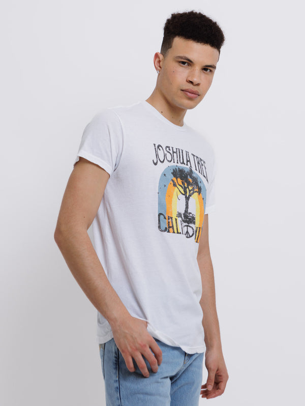 Joshua Tree Tee - Heather White-Retro Brand Black Label-Over the Rainbow