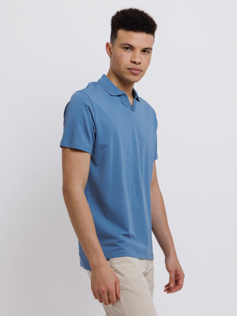 Iconic Open Polo T-Shirt - Infinity Blue-Patrick Assaraf-Over the Rainbow