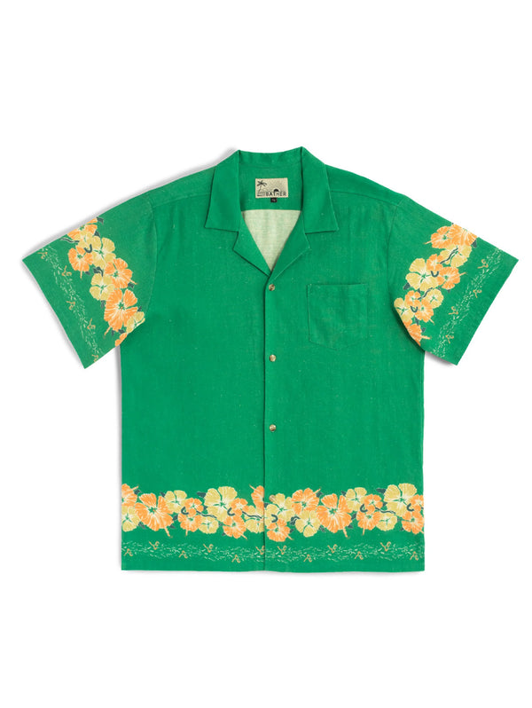 Moss Ornate Bloom Camp Shirt - Green-BATHER-Over the Rainbow