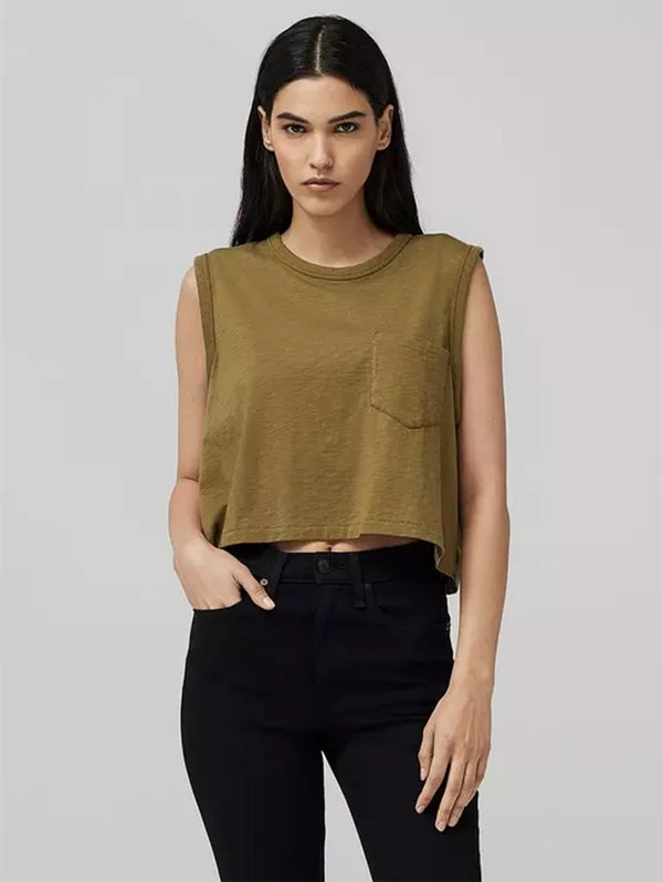Slub Pocket Tank - Military-RAG + BONE-Over the Rainbow