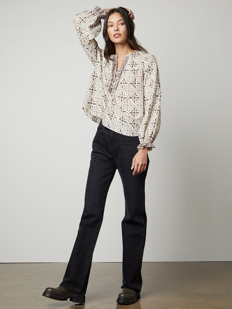 Audette Print Top - Pebble-Velvet-Over the Rainbow