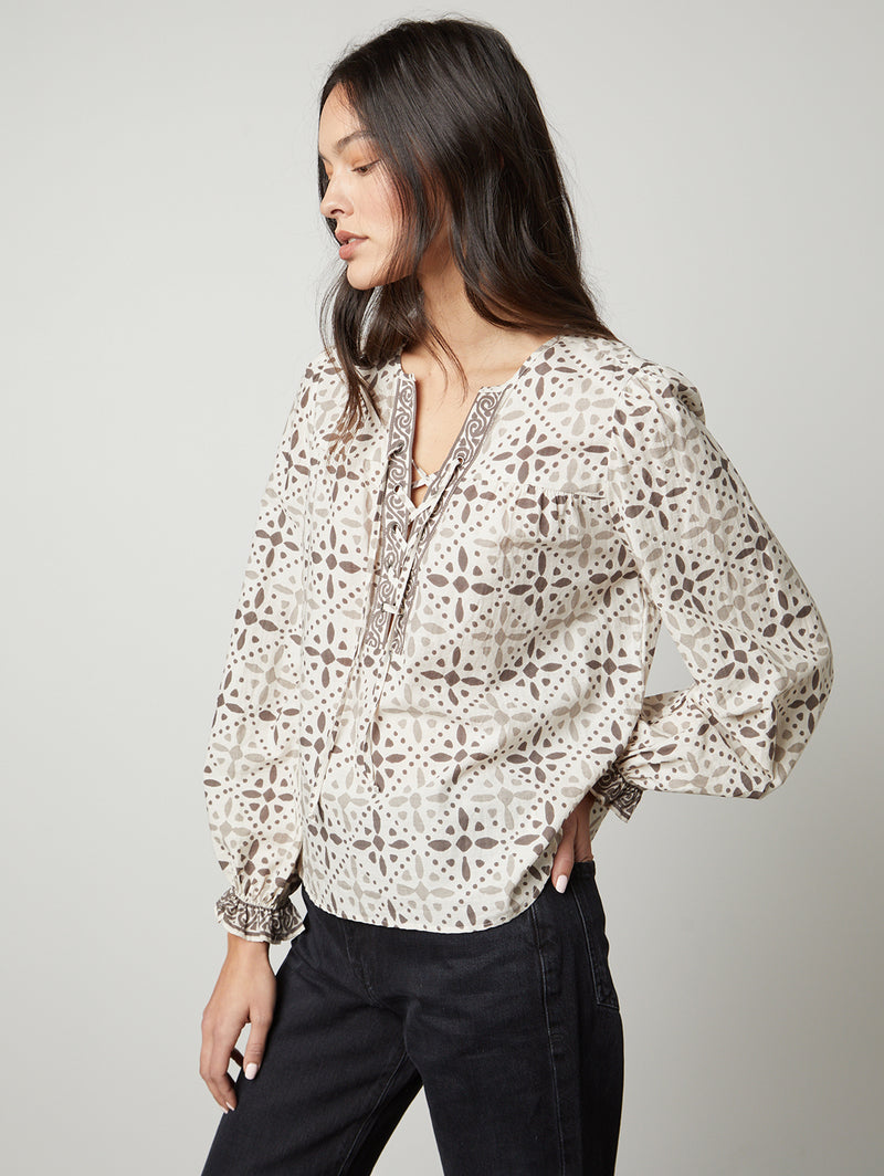Audette Print Top - Pebble-Velvet-Over the Rainbow