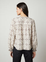 Audette Print Top - Pebble-Velvet-Over the Rainbow