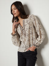 Audette Print Top - Pebble-Velvet-Over the Rainbow