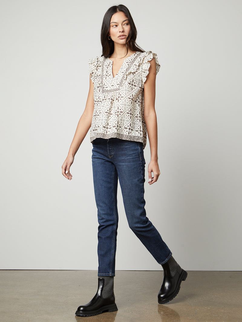 Corin Print Top-Velvet-Over the Rainbow