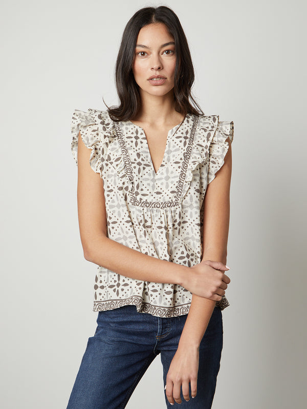 Corin Print Top-Velvet-Over the Rainbow