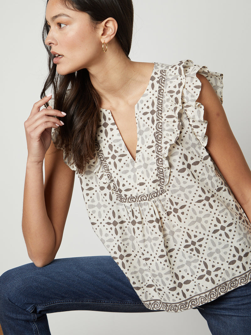 Corin Print Top-Velvet-Over the Rainbow