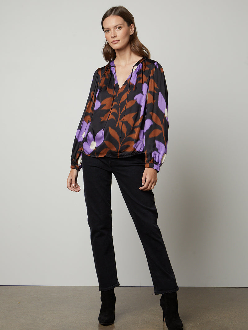 Isra Long Sleeve Print Top - Fiji-Velvet-Over the Rainbow