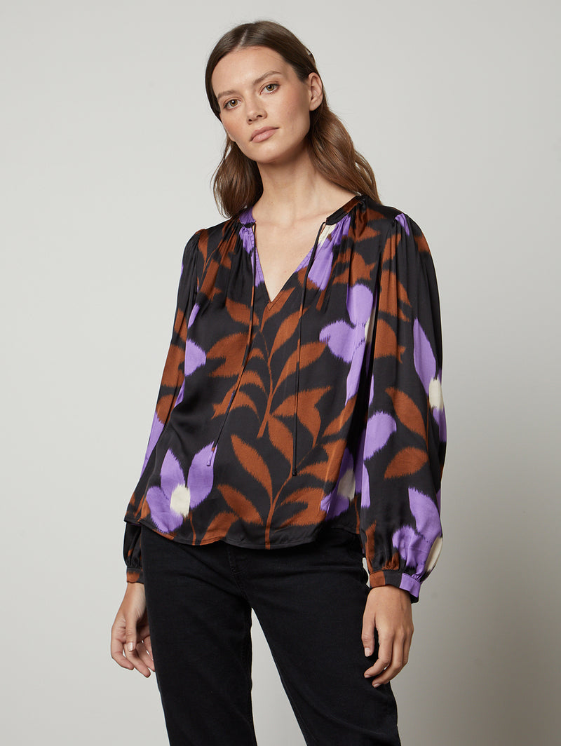 Isra Long Sleeve Print Top - Fiji-Velvet-Over the Rainbow