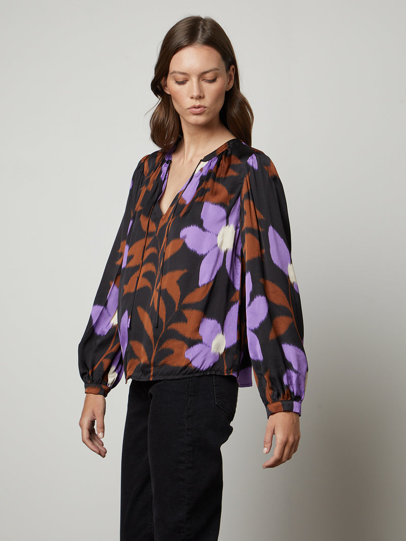 Isra Long Sleeve Print Top - Fiji-Velvet-Over the Rainbow