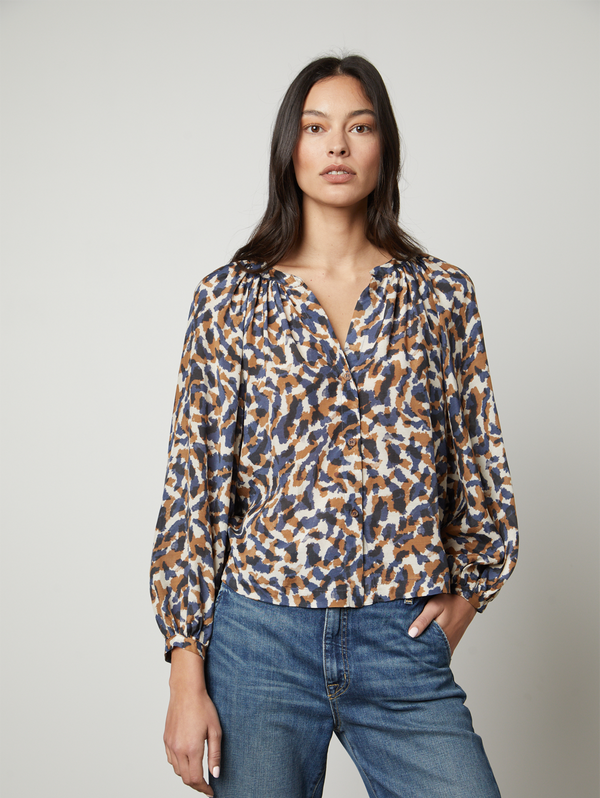 Melinda Print Top - Saharan-Velvet-Over the Rainbow