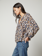 Melinda Print Top - Saharan-Velvet-Over the Rainbow