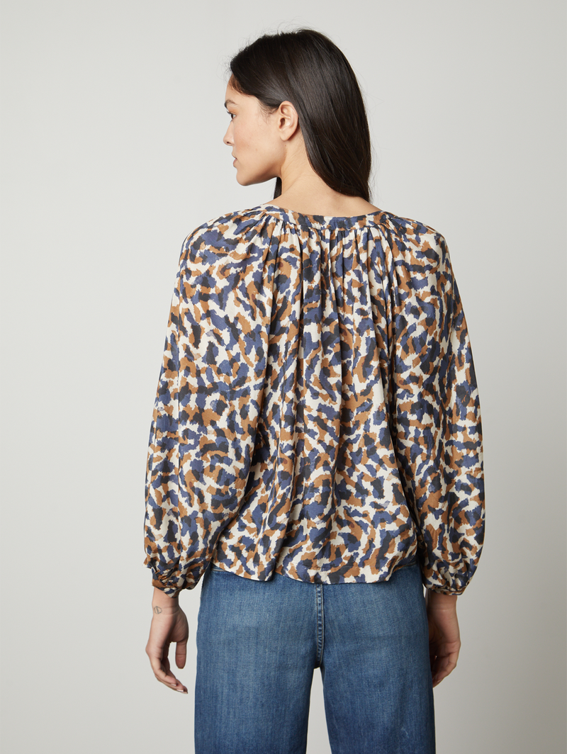 Melinda Print Top - Saharan-Velvet-Over the Rainbow